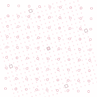 Pink circles, squares, and triangles, laid out in various overlapping grids.