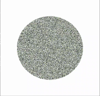 A black, white, and green speckled circle on a white background.